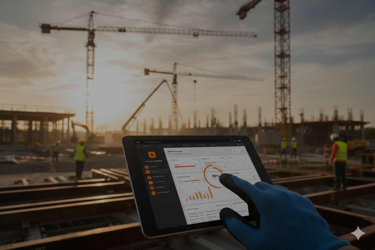 Construction Pilot BOQ software on tablet at construction site